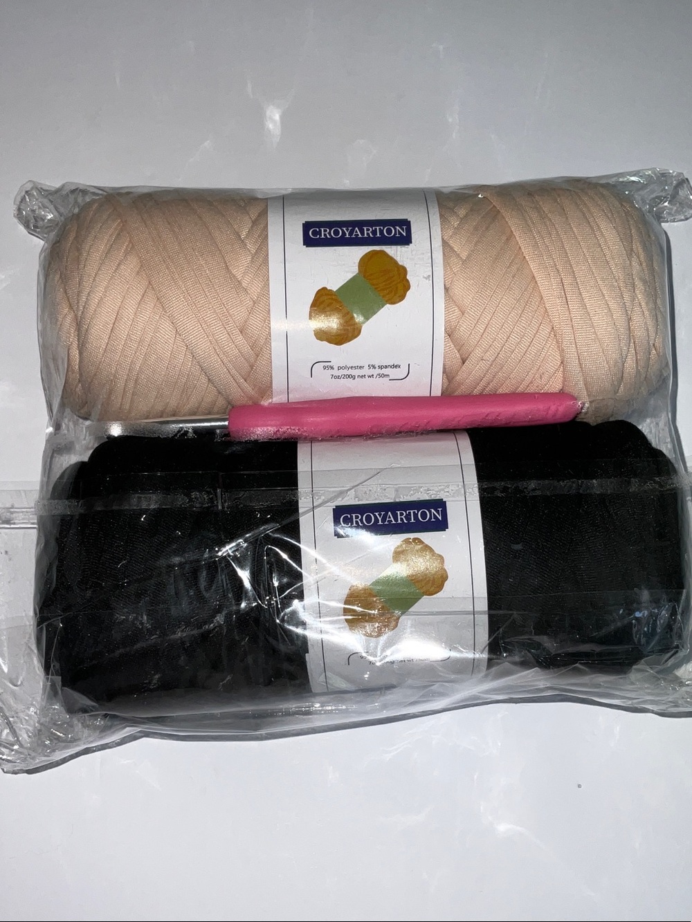 Beige and Black TShirt Type Yarn With 5.5MM Hook